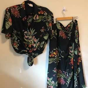 Two piece vintage shirt and skirt set